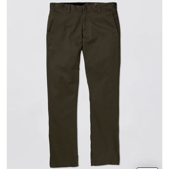 EUC Volcom Frikin Modern Stretch Chino Pants Dark Green Size 26” - Picture 1 of 7